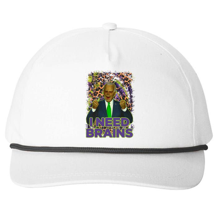 Funny Joe Biden Zombie I Need Brains Anti Liberals Halloween Snapback Five-Panel Rope Hat