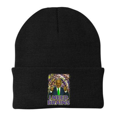 Funny Joe Biden Zombie I Need Brains Anti Liberals Halloween Beanie