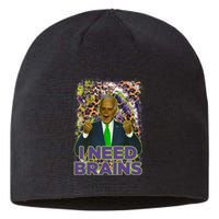 Funny Joe Biden Zombie I Need Brains Anti Liberals Halloween Sustainable Beanie