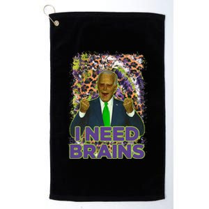 Funny Joe Biden Zombie I Need Brains Anti Liberals Halloween Platinum Collection Golf Towel