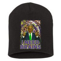 Funny Joe Biden Zombie I Need Brains Anti Liberals Halloween Short Acrylic Beanie