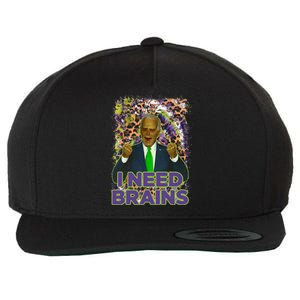 Funny Joe Biden Zombie I Need Brains Anti Liberals Halloween Wool Snapback Cap