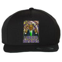 Funny Joe Biden Zombie I Need Brains Anti Liberals Halloween Wool Snapback Cap