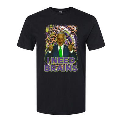 Funny Joe Biden Zombie I Need Brains Anti Liberals Halloween Softstyle® CVC T-Shirt