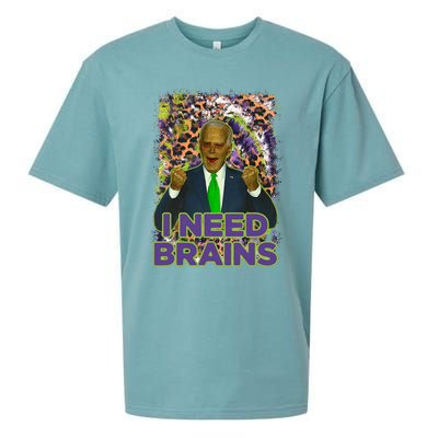 Funny Joe Biden Zombie I Need Brains Anti Liberals Halloween Sueded Cloud Jersey T-Shirt