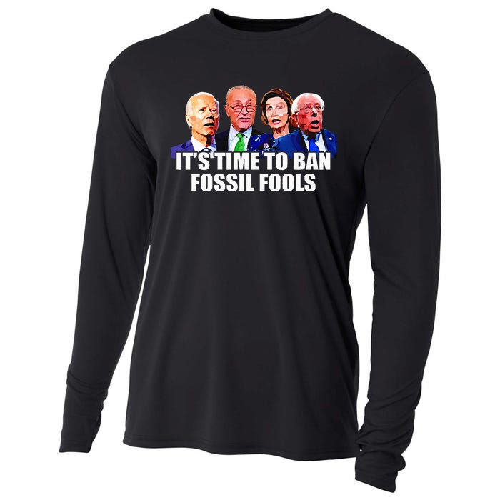 Funny Joe Biden Its Time To Ban Fossil Fools Anti Liberals Cooling Performance Long Sleeve Crew