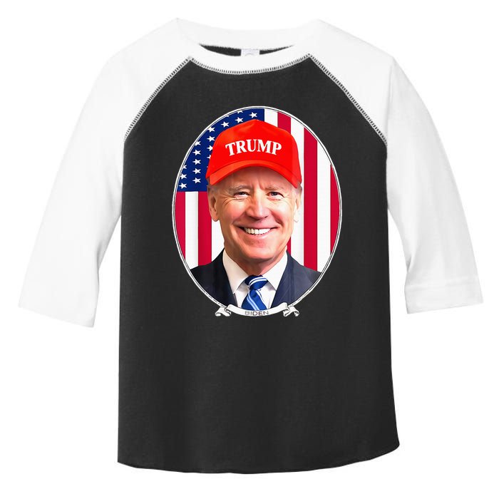 Funny Joe Biden Wearing Hat Trump Toddler Fine Jersey T-Shirt