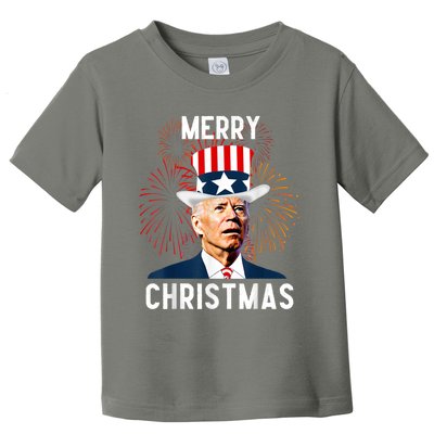 Funny Joe Biden Merry Christmas For Fourth Of July Toddler T-Shirt