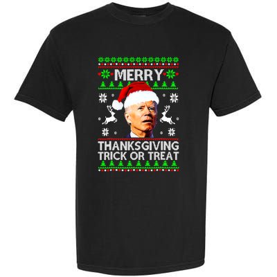 Funny Joe Biden Merry Thanksgiving Trick Or Treat Garment-Dyed Heavyweight T-Shirt