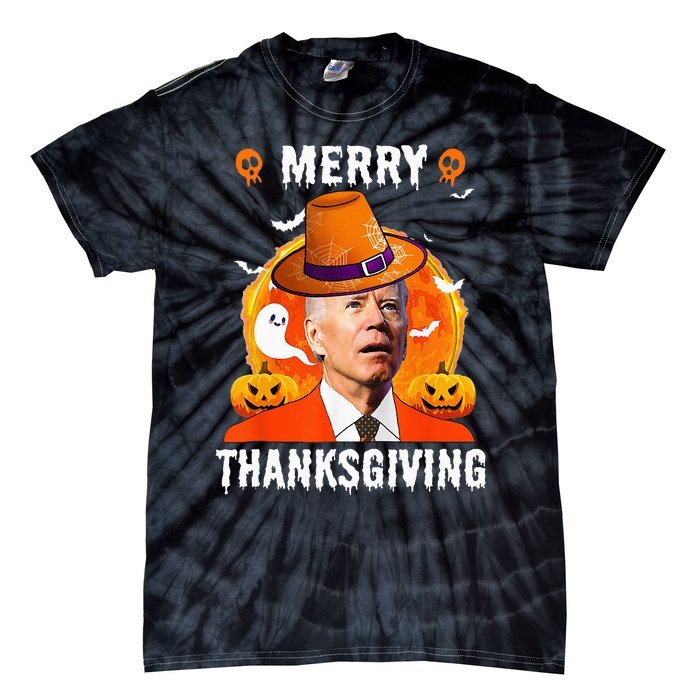 Funny Joe Biden Confused Merry Thanksgiving For Halloween Tie-Dye T-Shirt