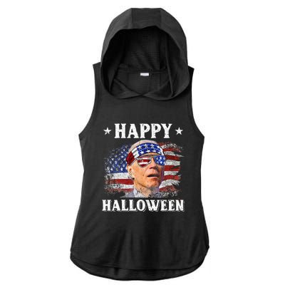 Funny Joe Biden Happy Halloween Confused 4th Of July Ladies PosiCharge Tri-Blend Wicking Draft Hoodie Tank