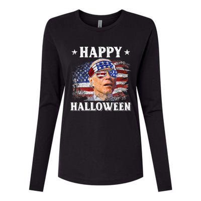 Funny Joe Biden Happy Halloween Confused 4th Of July Womens Cotton Relaxed Long Sleeve T-Shirt