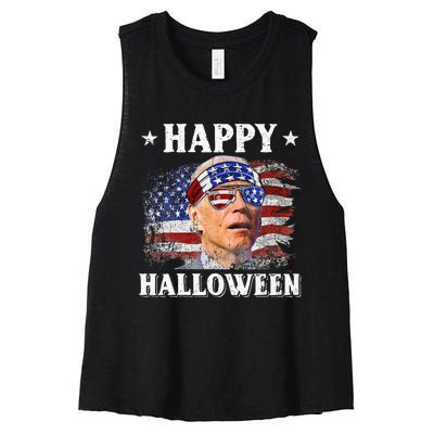 Funny Joe Biden Happy Halloween Confused 4th Of July Women's Racerback Cropped Tank