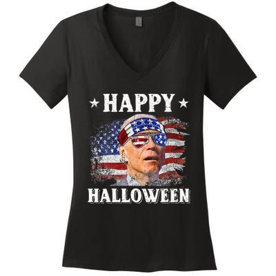 Funny Joe Biden Happy Halloween Confused 4th Of July Women's V-Neck T-Shirt