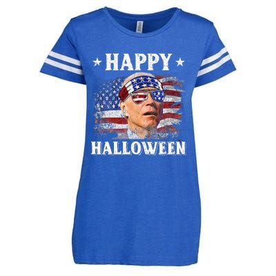 Funny Joe Biden Happy Halloween Confused 4th Of July Enza Ladies Jersey Football T-Shirt