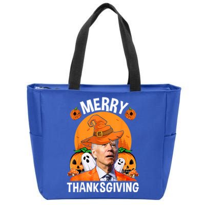 Funny Joe Biden Happy Halloween Cute Gift Merry Thanksgiving Funny Gift Zip Tote Bag