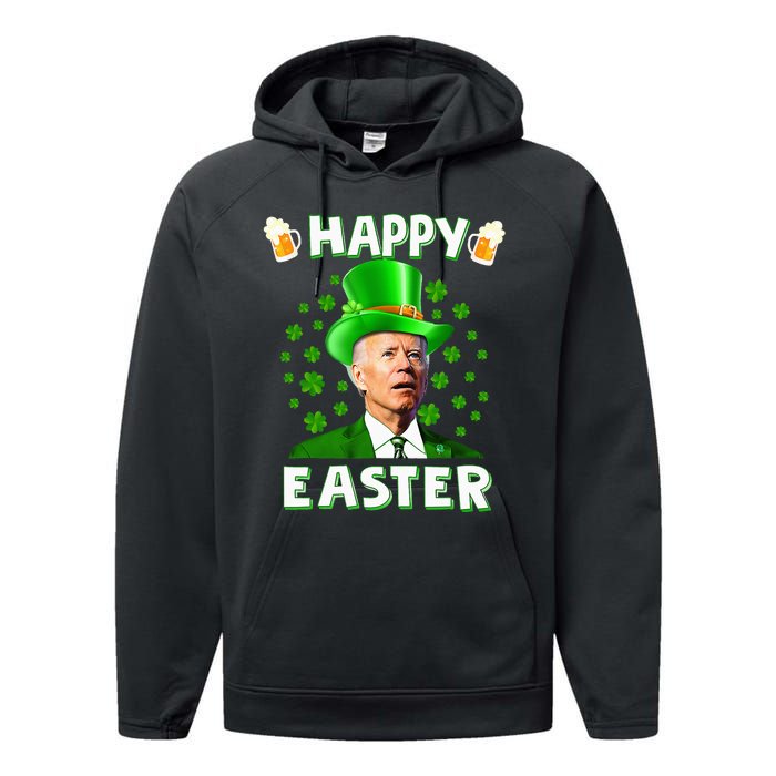 Funny Joe Biden Easter Confused St Patricks Day Performance Fleece Hoodie