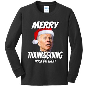 Funny Joe Biden Merry Thanksgiving Trick Or Treat TShirt Kids Long Sleeve Shirt