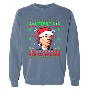 Funny Joe Biden Merry 4th Of Easter Ugly Christmas Cute Gift Garment-Dyed Sweatshirt