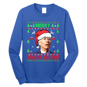 Funny Joe Biden Merry 4th Of Easter Ugly Christmas Cute Gift Long Sleeve Shirt