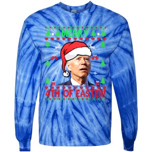 Funny Joe Biden Merry 4th Of Easter Ugly Christmas Cute Gift Tie-Dye Long Sleeve Shirt