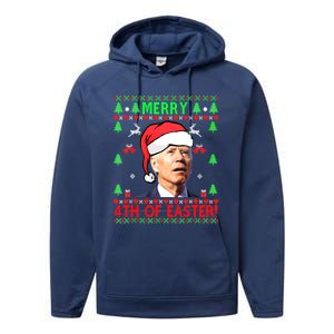 Funny Joe Biden Merry 4th Of Easter Ugly Christmas Cute Gift Performance Fleece Hoodie