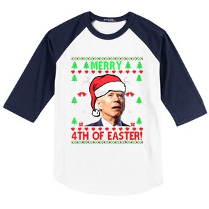 Funny Joe Biden Merry 4th Of Easter Ugly Christmas Cute Gift Baseball Sleeve Shirt