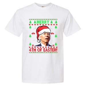 Funny Joe Biden Merry 4th Of Easter Ugly Christmas Cute Gift Garment-Dyed Heavyweight T-Shirt