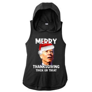 Funny Joe Biden Santa Hat Merry Thanksgiving Christmas Ladies PosiCharge Tri-Blend Wicking Draft Hoodie Tank