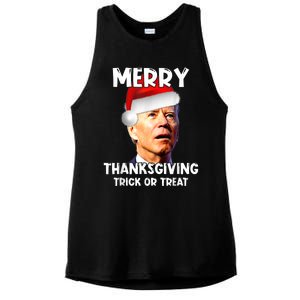 Funny Joe Biden Santa Hat Merry Thanksgiving Christmas Ladies PosiCharge Tri-Blend Wicking Tank