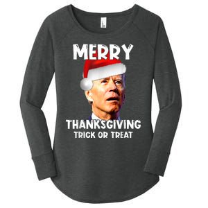 Funny Joe Biden Santa Hat Merry Thanksgiving Christmas Women's Perfect Tri Tunic Long Sleeve Shirt