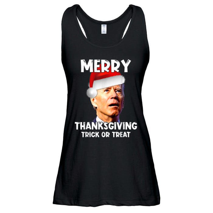 Funny Joe Biden Santa Hat Merry Thanksgiving Christmas Ladies Essential Flowy Tank