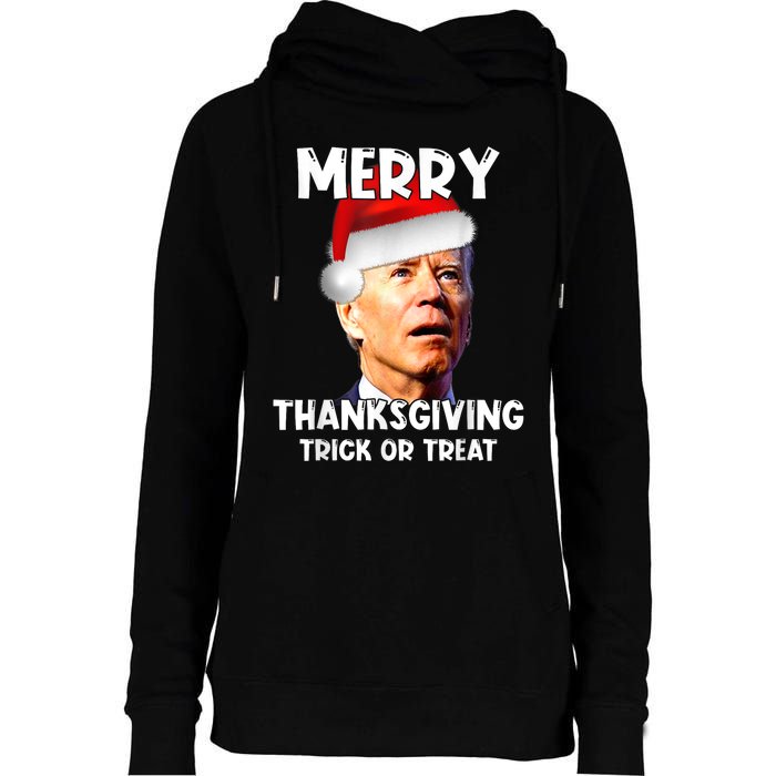 Funny Joe Biden Santa Hat Merry Thanksgiving Christmas Womens Funnel Neck Pullover Hood