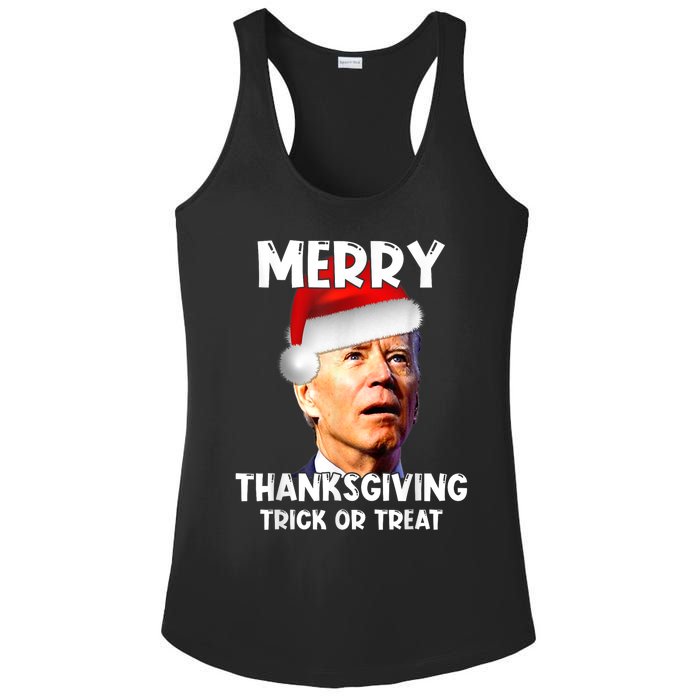 Funny Joe Biden Santa Hat Merry Thanksgiving Christmas Ladies PosiCharge Competitor Racerback Tank