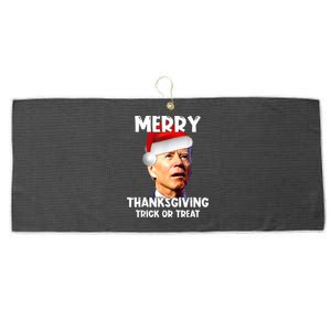 Funny Joe Biden Santa Hat Merry Thanksgiving Christmas Large Microfiber Waffle Golf Towel