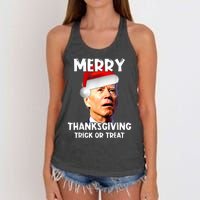 Funny Joe Biden Santa Hat Merry Thanksgiving Christmas Women's Knotted Racerback Tank