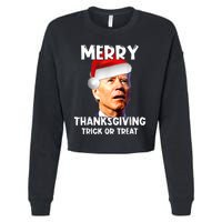 Funny Joe Biden Santa Hat Merry Thanksgiving Christmas Cropped Pullover Crew