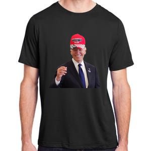 Funny Joe Biden Dons Trump 2024 Cap Wear A Trump Hat Adult ChromaSoft Performance T-Shirt