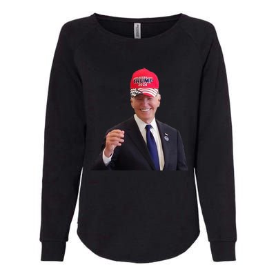 Funny Joe Biden Dons Trump 2024 Cap Wear A Trump Hat Womens California Wash Sweatshirt