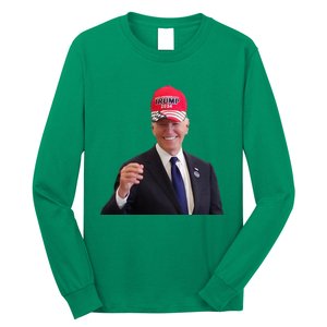 Funny Joe Biden Dons Trump 2024 Cap Wear A Trump Hat Long Sleeve Shirt