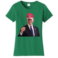 Funny Joe Biden Dons Trump 2024 Cap Wear A Trump Hat Women's T-Shirt