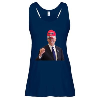 Funny Joe Biden Dons Trump 2024 Cap Wear A Trump Hat Ladies Essential Flowy Tank