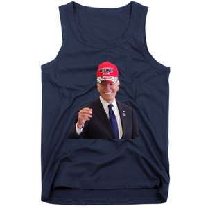 Funny Joe Biden Dons Trump 2024 Cap Wear A Trump Hat Tank Top