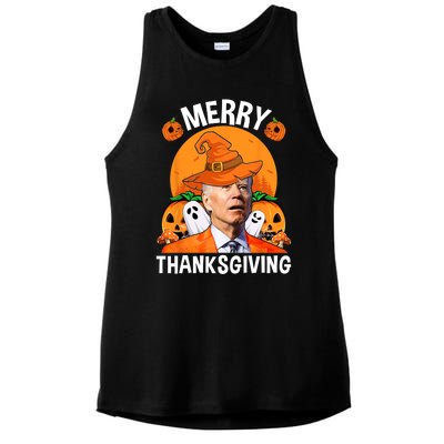 Funny Joe Biden Happy Halloween Merry Thanksgiving Ladies PosiCharge Tri-Blend Wicking Tank