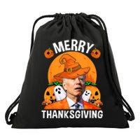 Funny Joe Biden Happy Halloween Merry Thanksgiving Drawstring Bag