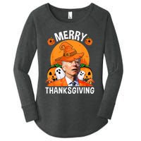 Funny Joe Biden Happy Halloween Merry Thanksgiving Women's Perfect Tri Tunic Long Sleeve Shirt