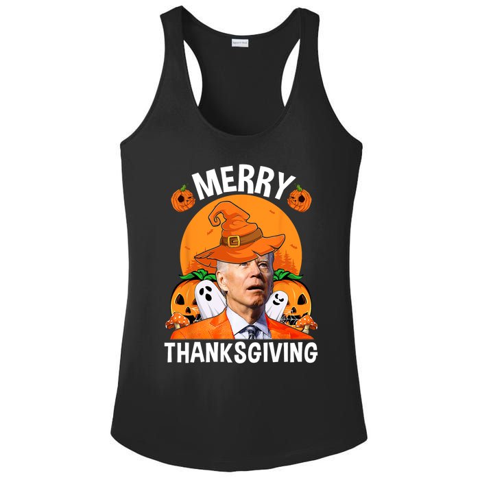 Funny Joe Biden Happy Halloween Merry Thanksgiving Ladies PosiCharge Competitor Racerback Tank