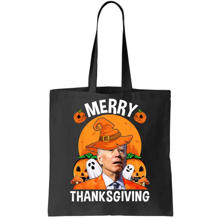 Funny Joe Biden Happy Halloween Merry Thanksgiving Tote Bag