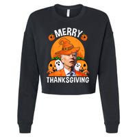 Funny Joe Biden Happy Halloween Merry Thanksgiving Cropped Pullover Crew