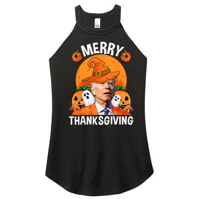 Funny Joe Biden Happy Halloween Merry Thanksgiving Women’s Perfect Tri Rocker Tank